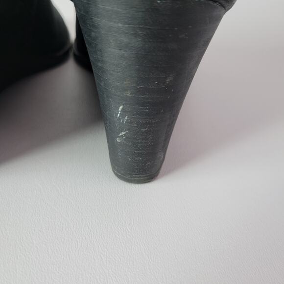 Caslon Womens Black Leather Zip High Wedge Heel Ankle Boots 9.5 M Waterproof - Picture 11 of 13